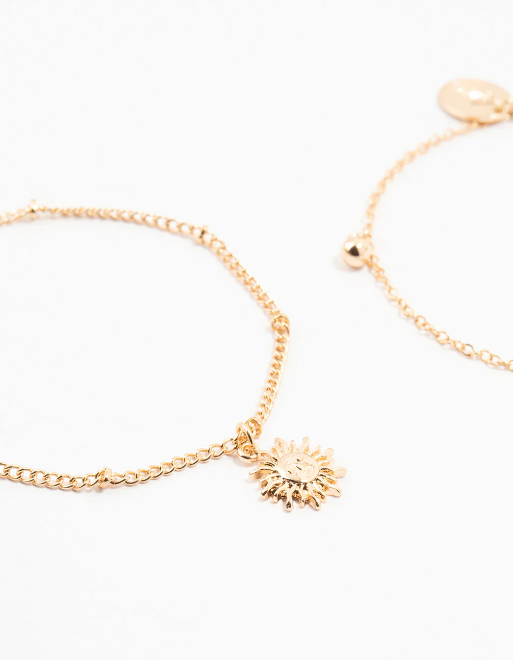 Gold Sun & Ball Pendant Bracelets 2-Pack - Image 2