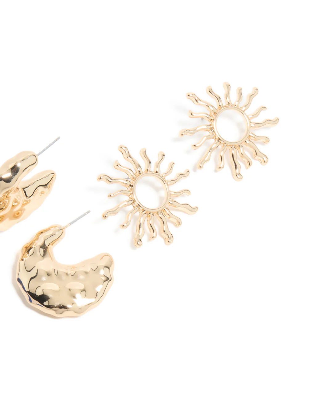 Gold Sun & Blue Acrylic Open Hoop Earrings 3-Pack - Image 3