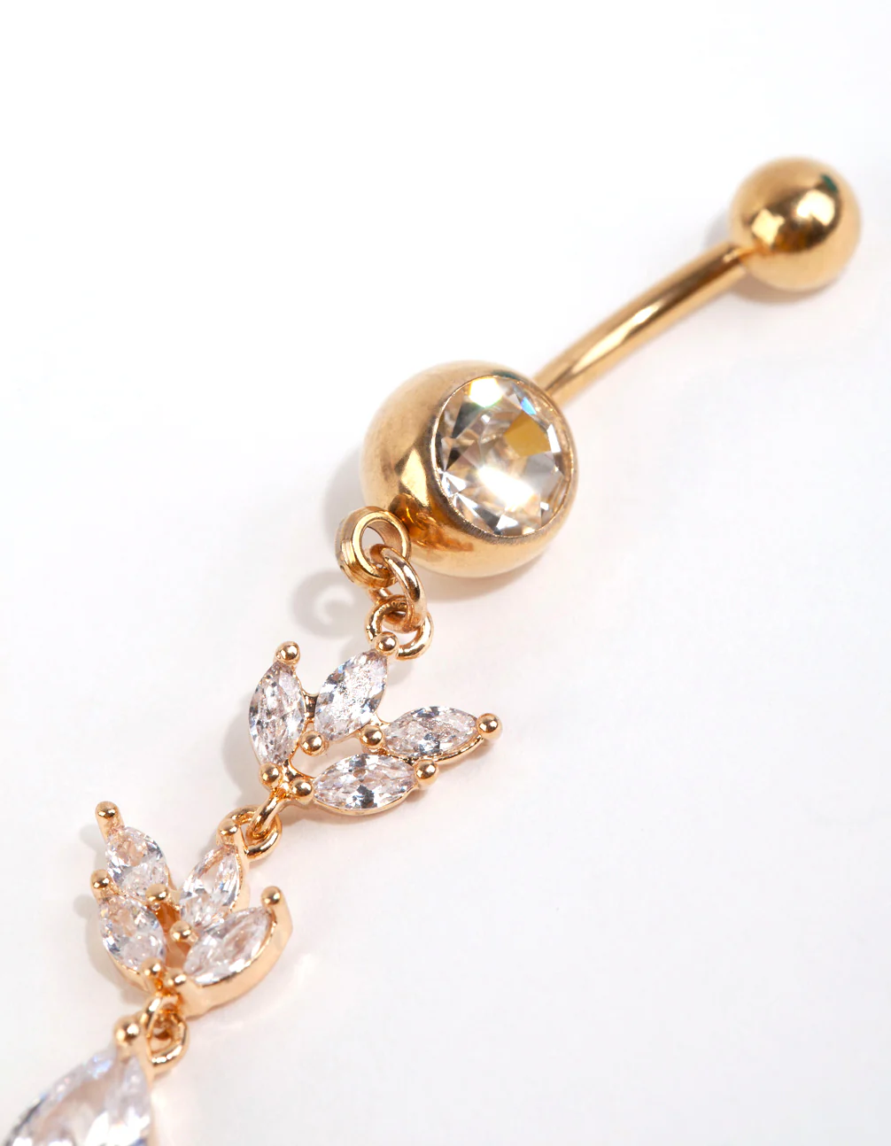 Gold Surgical Steel Marquise Cubic Zirconia Belly Bay - Image 2