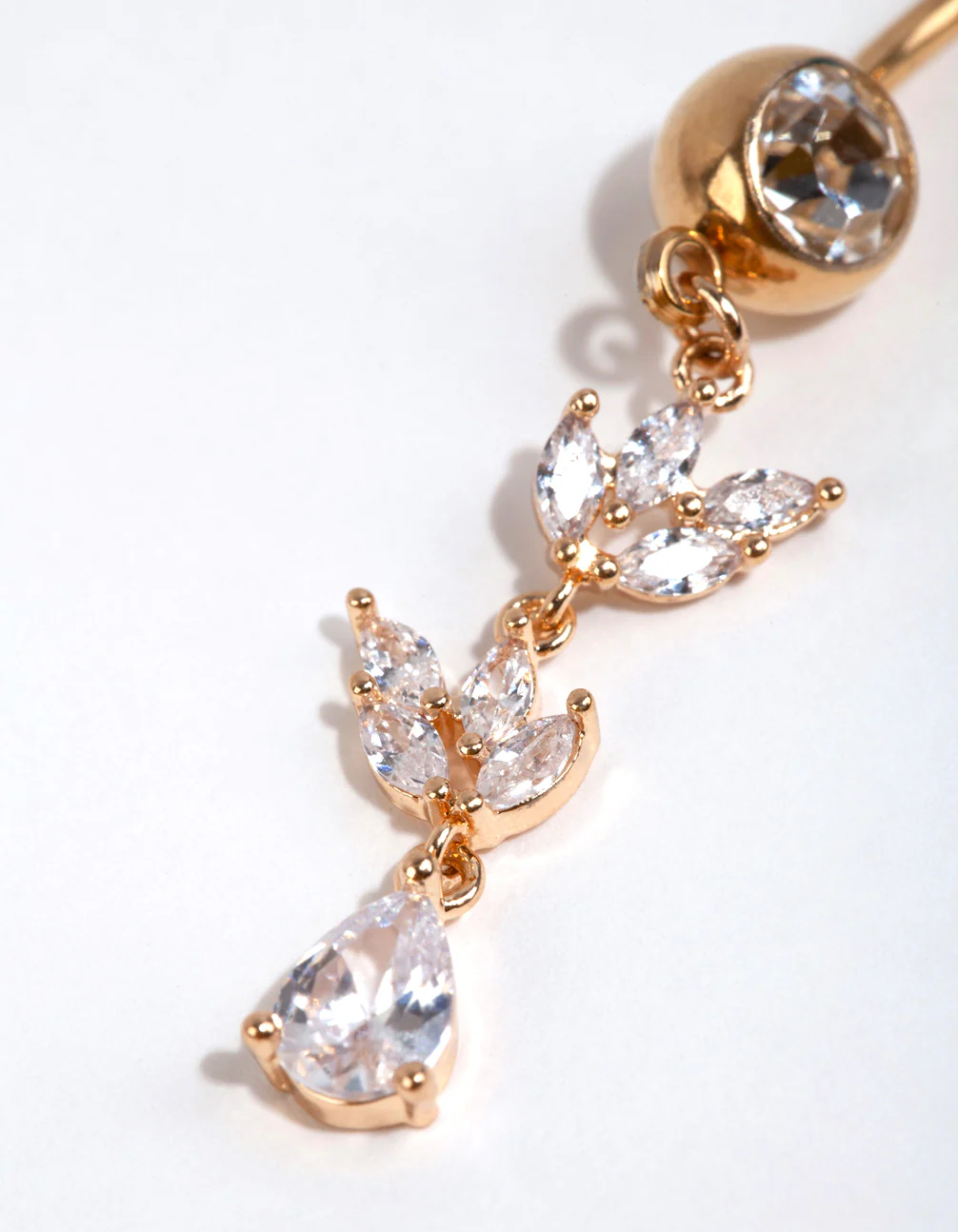 Gold Surgical Steel Marquise Cubic Zirconia Belly Bay - Image 3