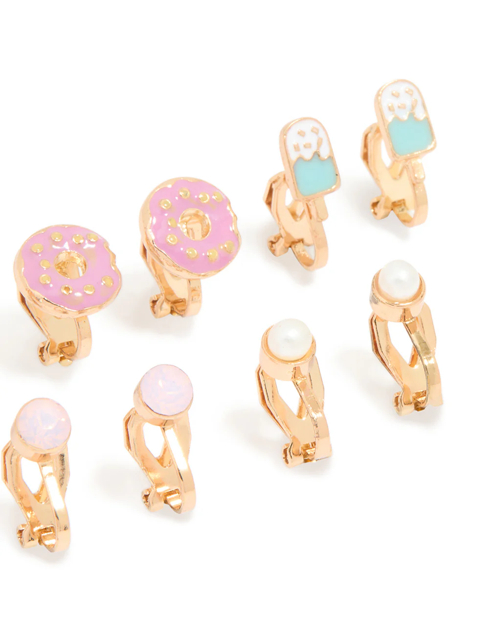 Gold Sweet Treats Clip-On Earrings 5-Pack - Image 2