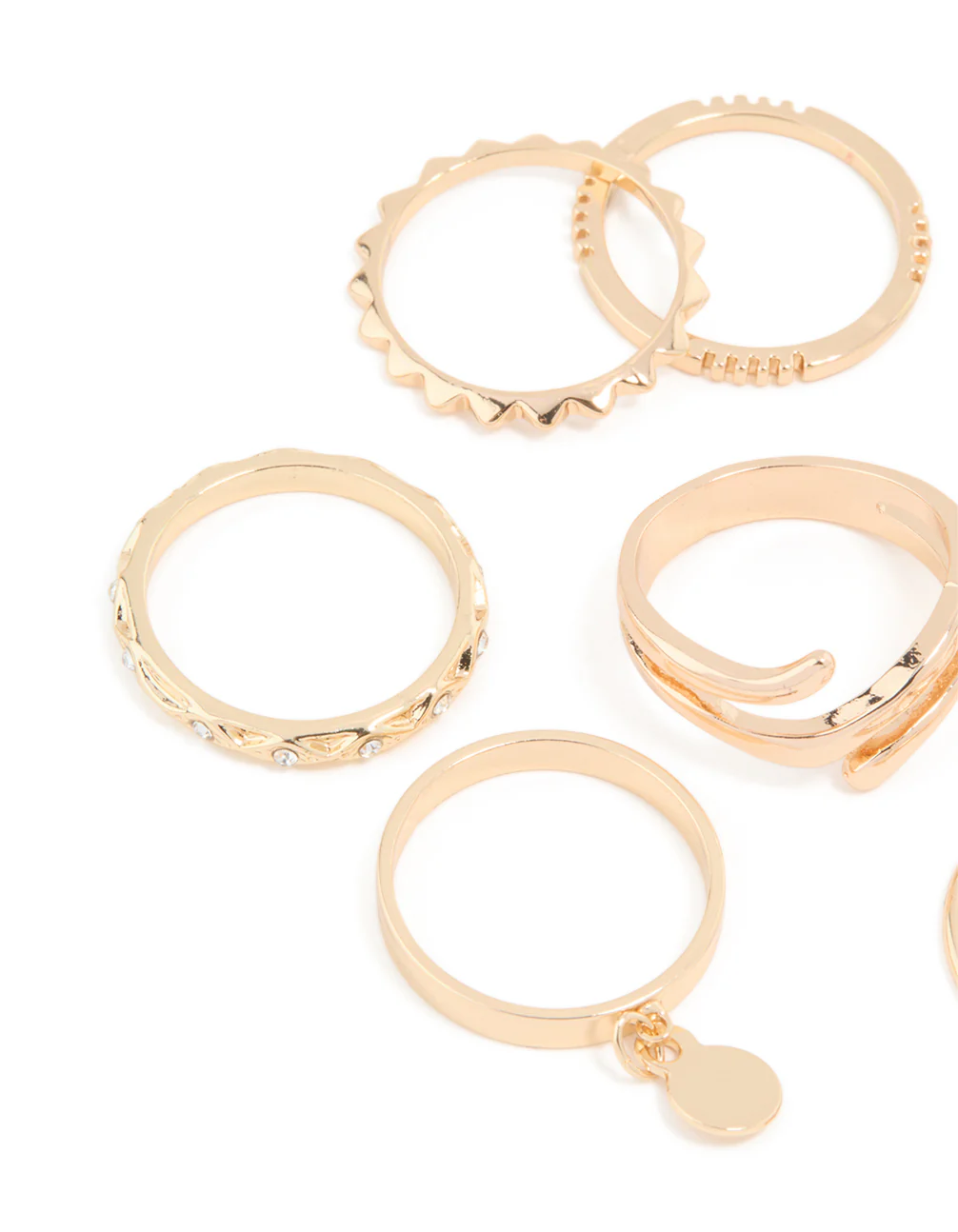 Gold Swirl Mixed Stacking Rings 8-Pack - Image 2