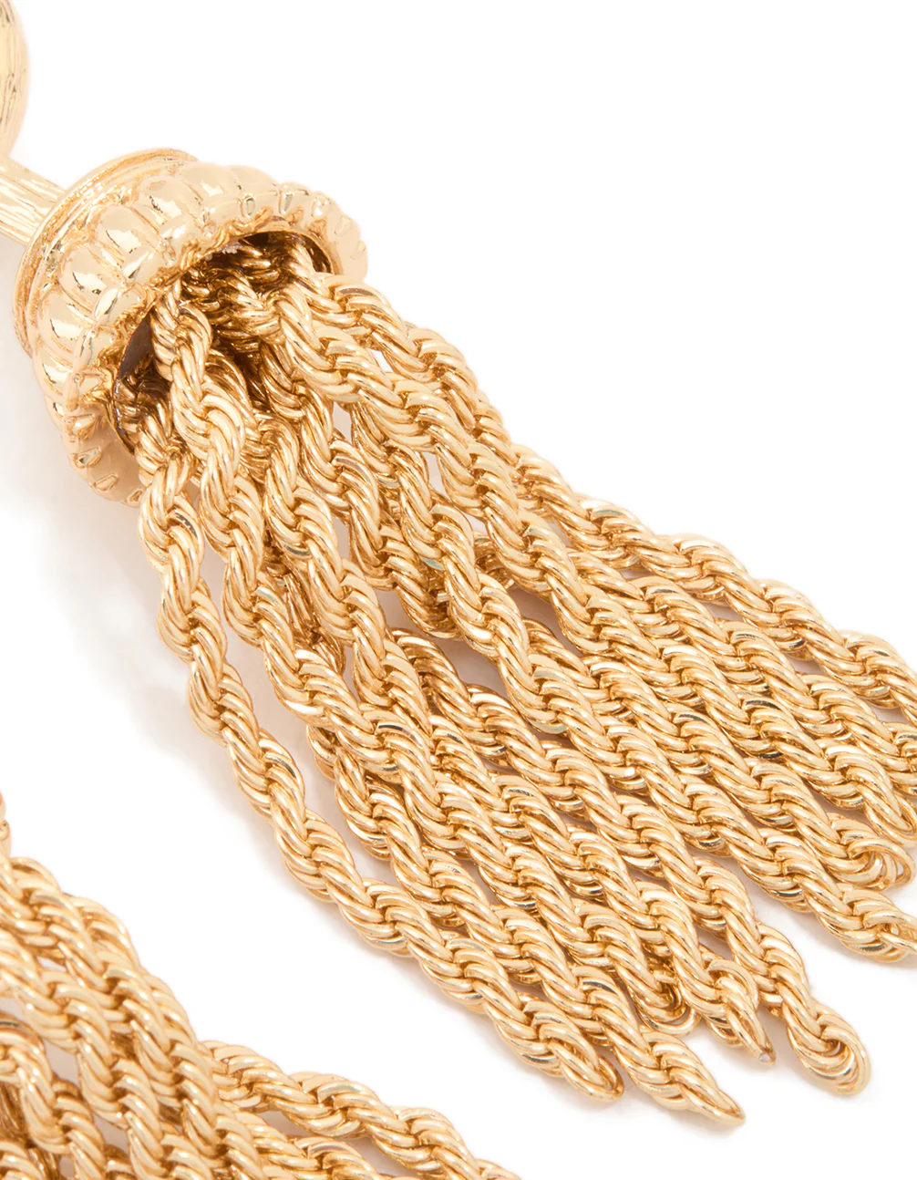 Gold Tassel Drop Earrings - Image 5