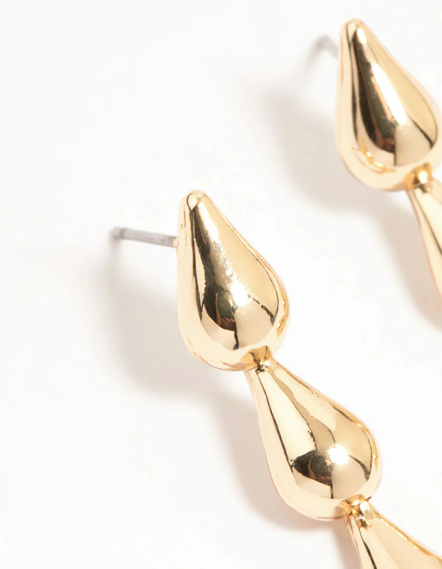 Gold Teardrop Earrings - Image 4