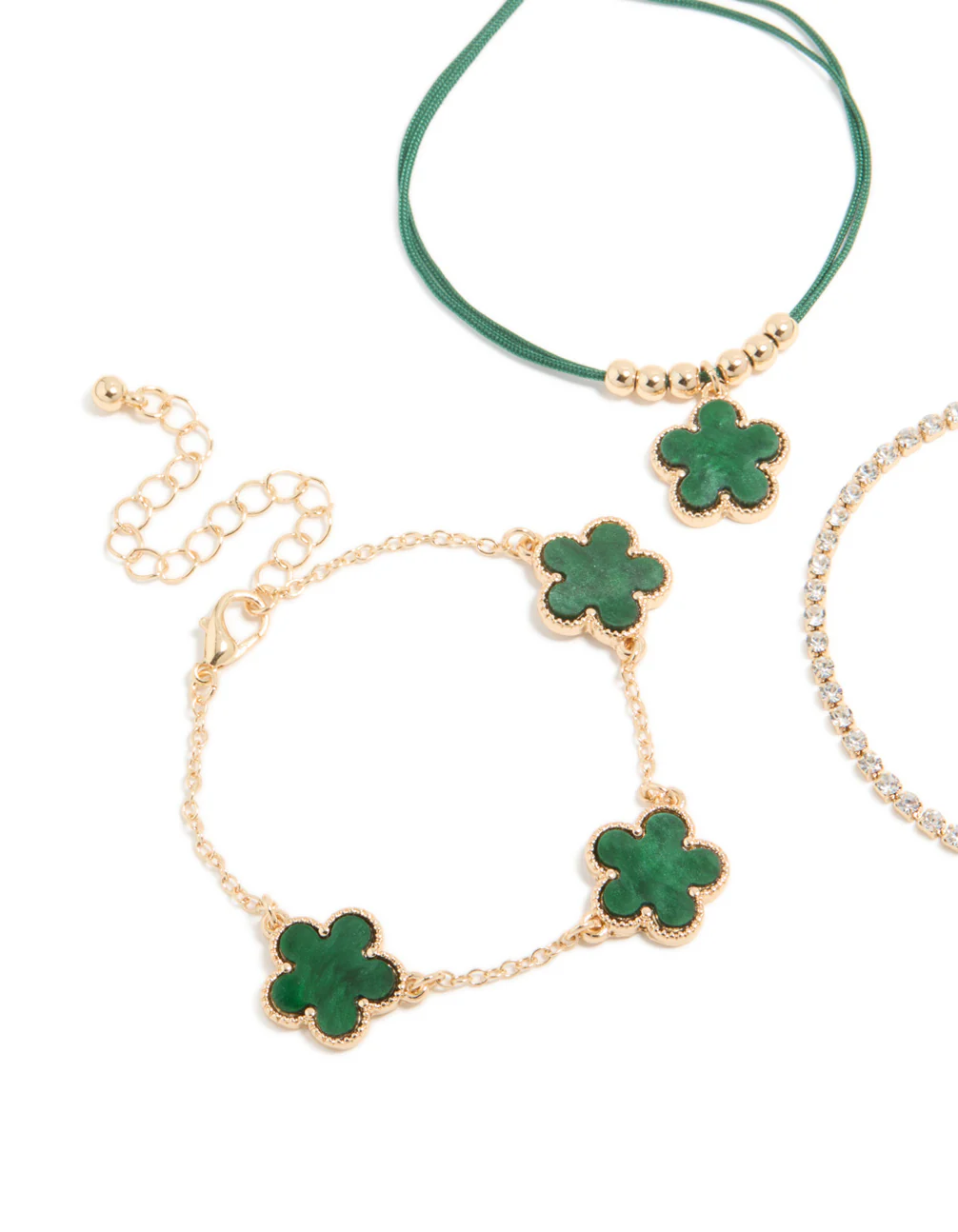 Gold Tennis & Cord Flower Bracelets 3-Pack - Image 4