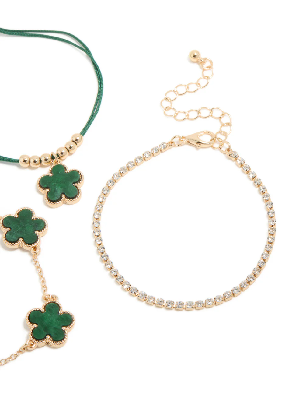 Gold Tennis & Cord Flower Bracelets 3-Pack - Image 5