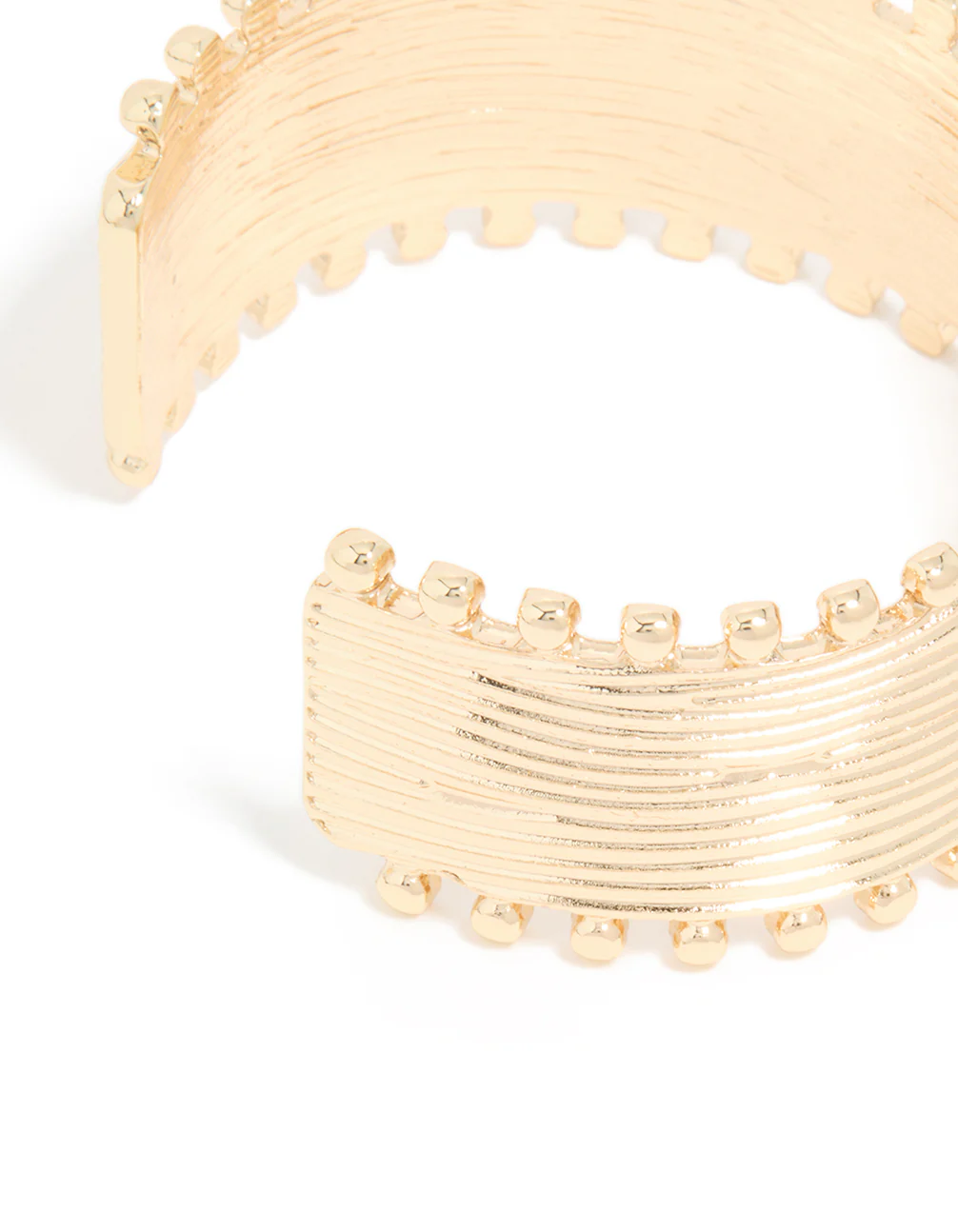 Gold Textured Ball Edge Wrist Cuff - Image 3