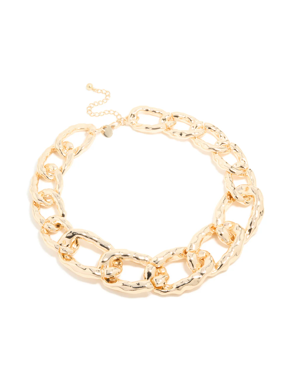 Gold Textured Chunky Chain Link Necklace - Image 4