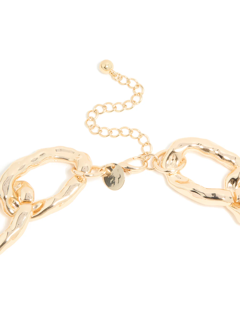 Gold Textured Chunky Chain Link Necklace - Image 5
