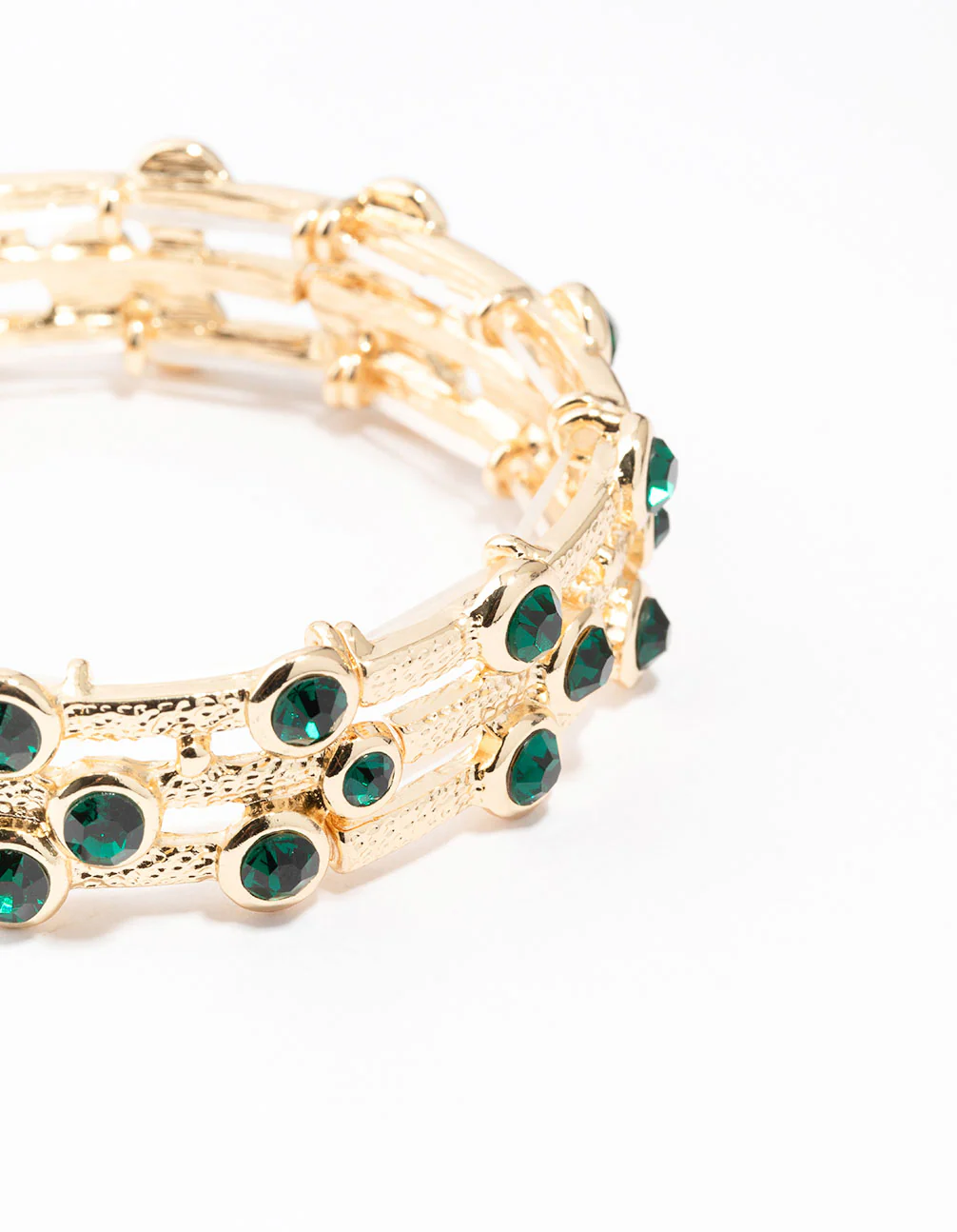 Gold Textured Diamante Bracelet - Image 2
