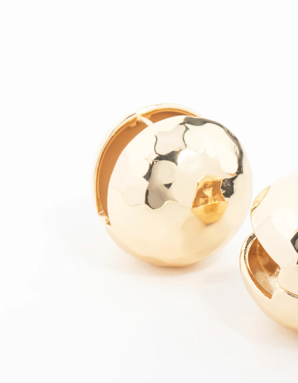 Gold Textured Disco Round Stud Earrings - Image 4