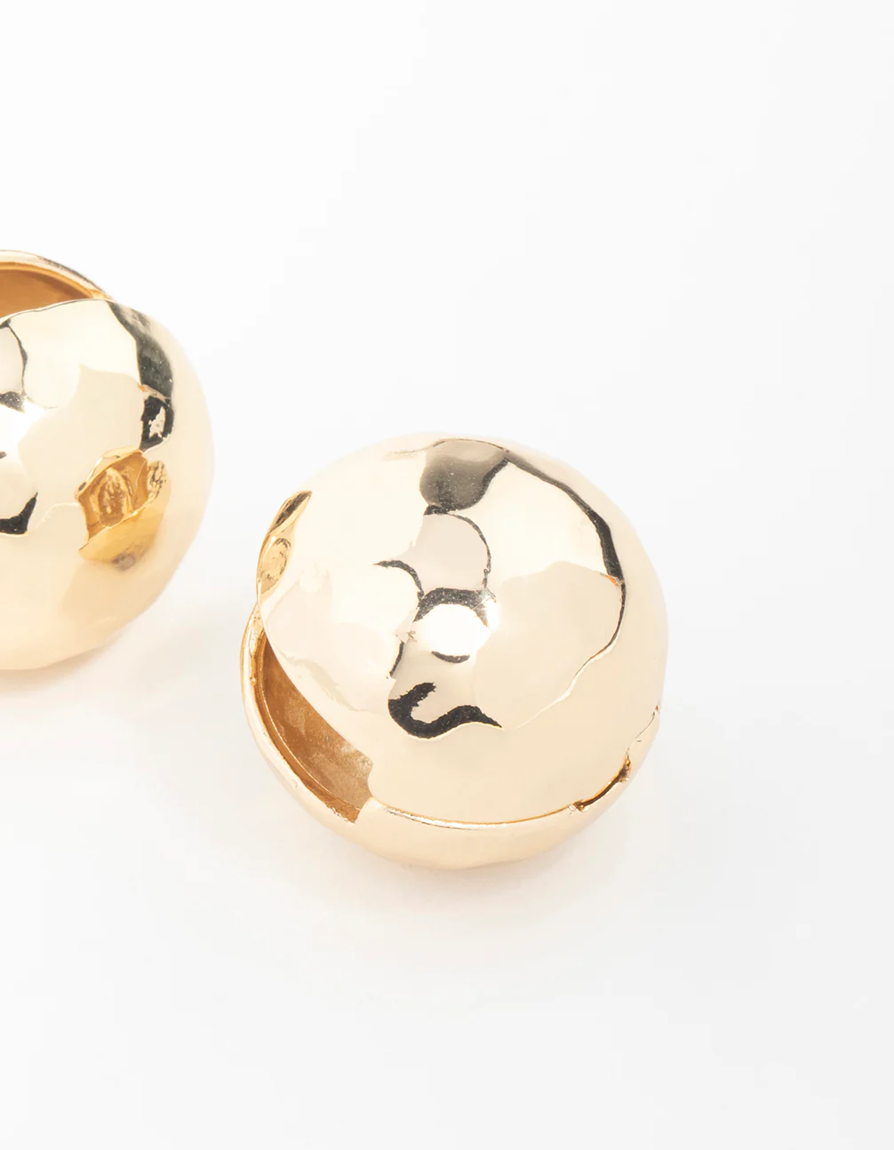 Gold Textured Disco Round Stud Earrings - Image 5