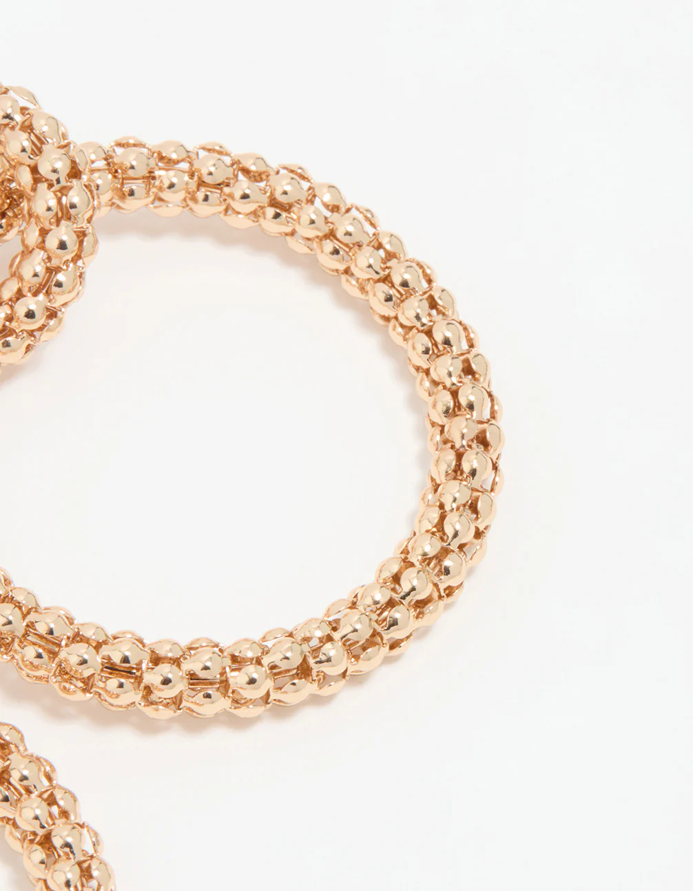 Gold Textured Double Circle Drop Earrings - Image 5