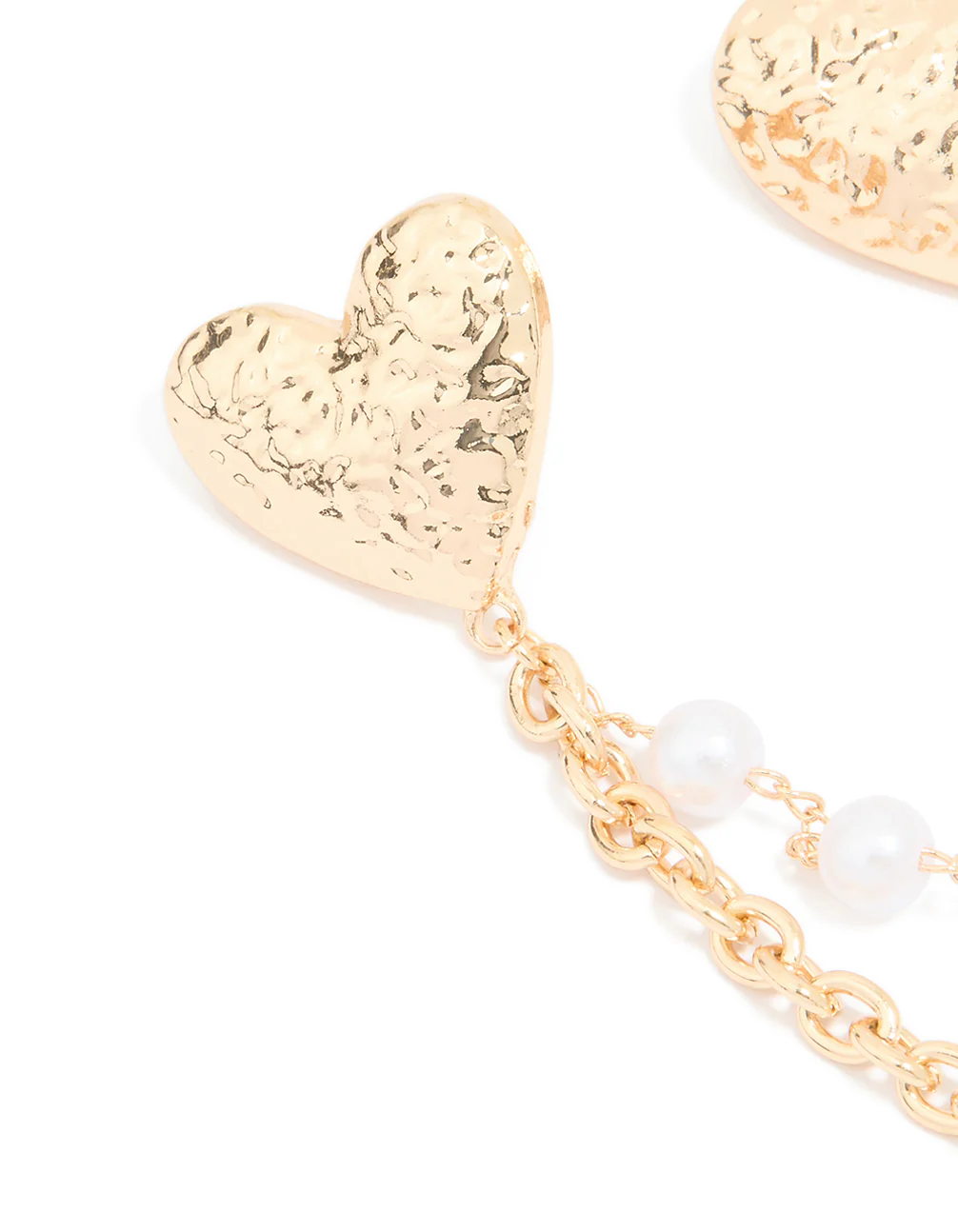 Gold Textured Double Heart Chain Brooch - Image 2