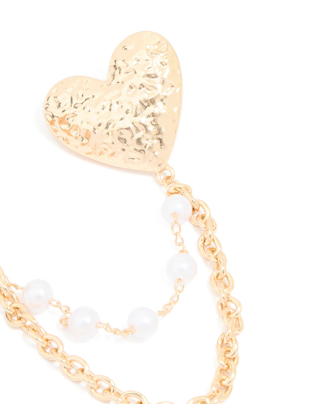 Gold Textured Double Heart Chain Brooch - Image 3