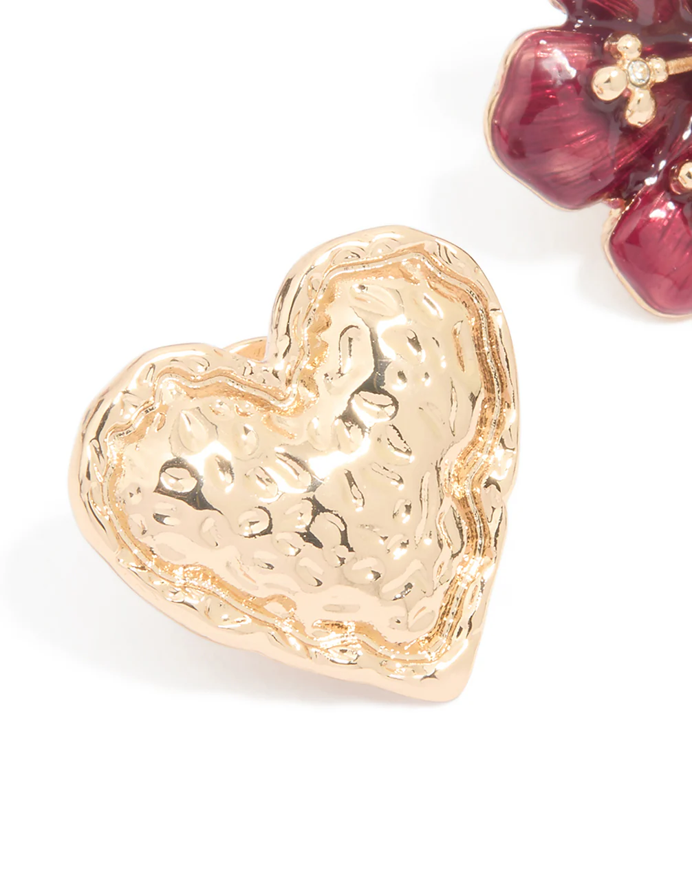 Gold Textured Heart & Flower Brooches 3-Pack - Image 2