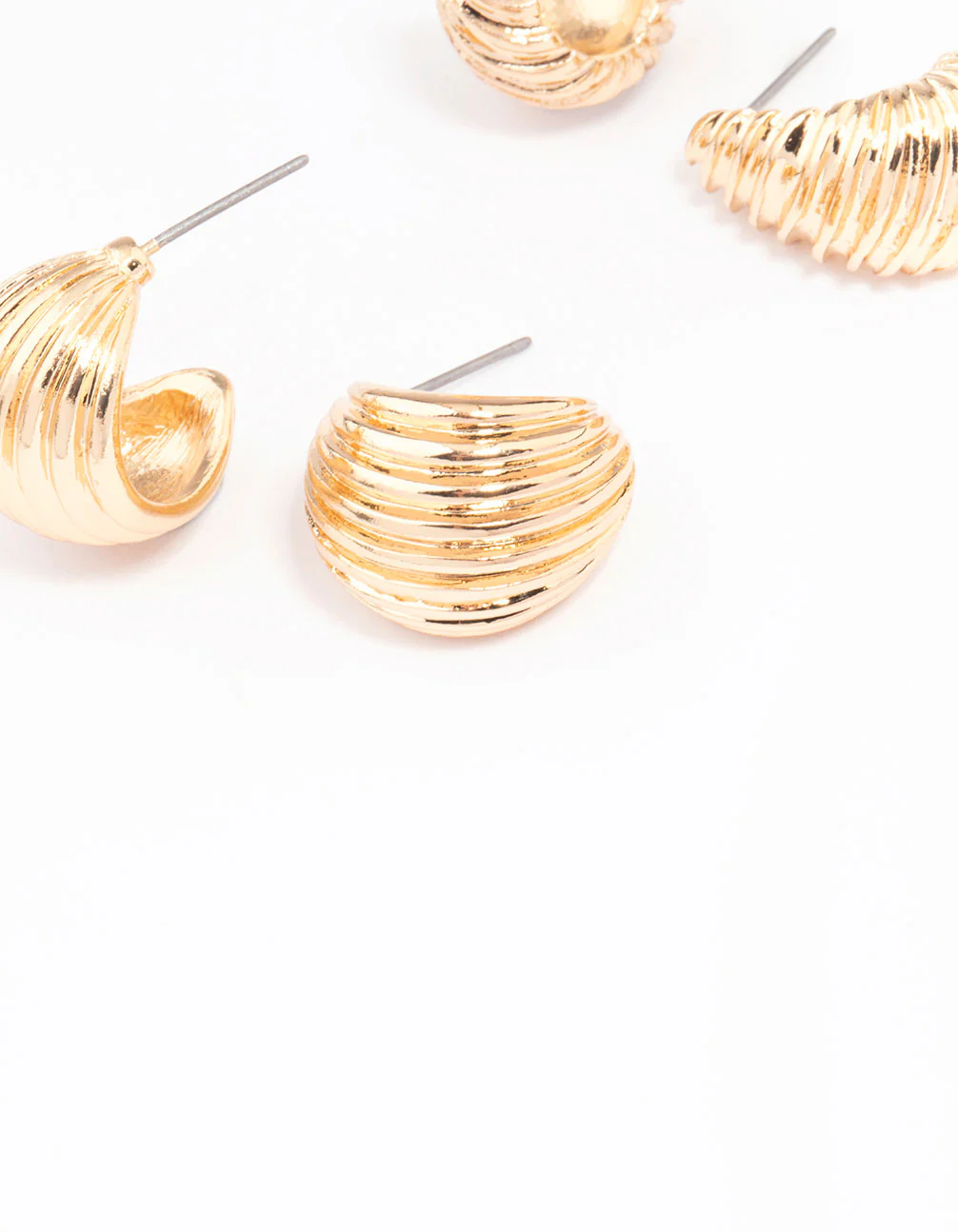 Gold Textured Hoop Earring Pack - Image 2
