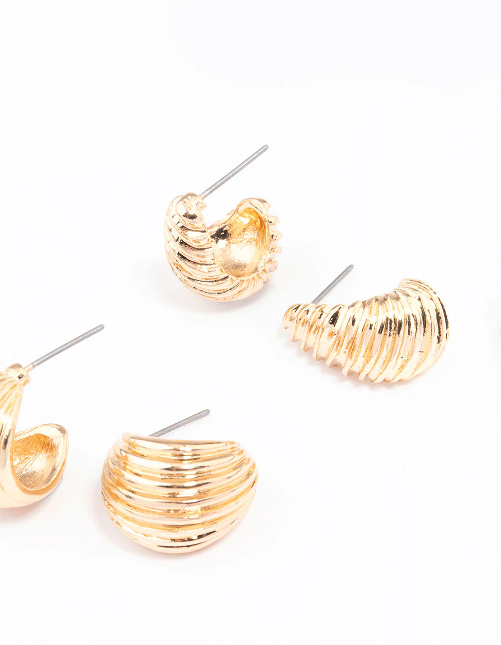 Gold Textured Hoop Earring Pack - Image 3