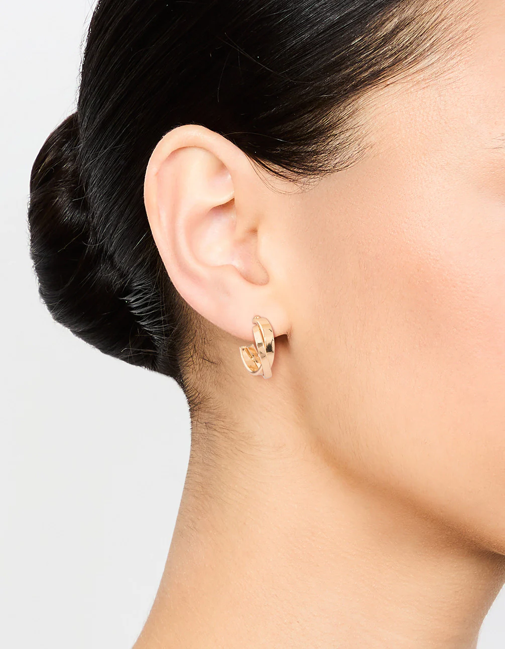 Gold Textured Hoop Earrings - Image 2