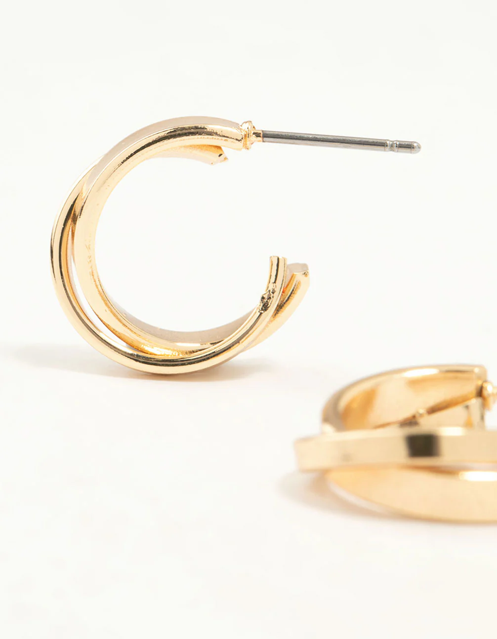 Gold Textured Hoop Earrings - Image 4
