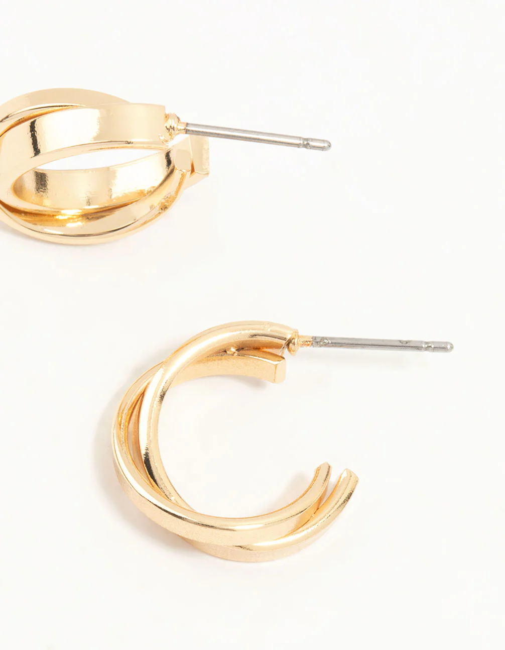 Gold Textured Hoop Earrings - Image 5