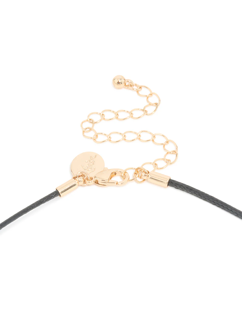 Gold Textured Long Open Pendant Cord Necklace - Image 3