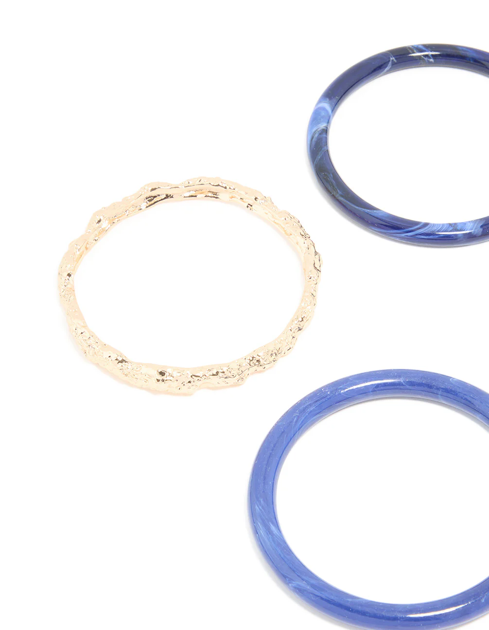 Gold Textured & Marbled Blue Bangles 4-Pack - Image 2