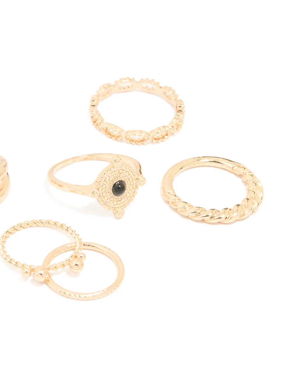 Gold Textured Mixed Rings 6-Pack - Image 2