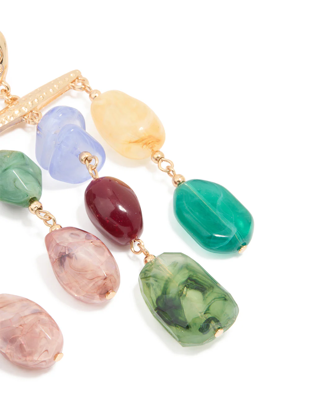 Gold Textured Multicoloured Beaded Mobile Earrings - Image 3