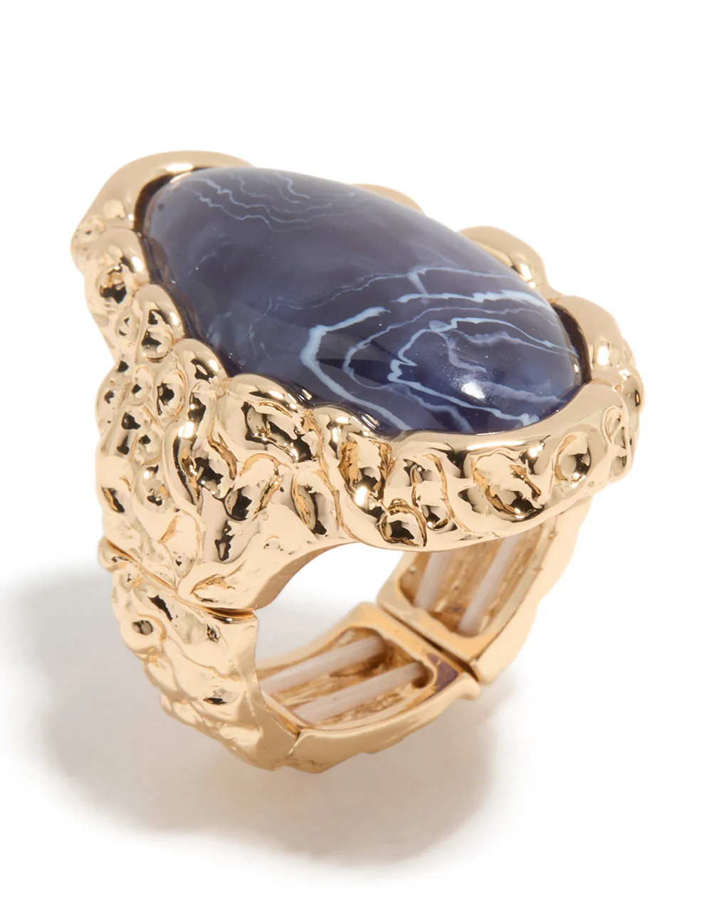 Gold Textured Purple Jewel Ring - Image 2