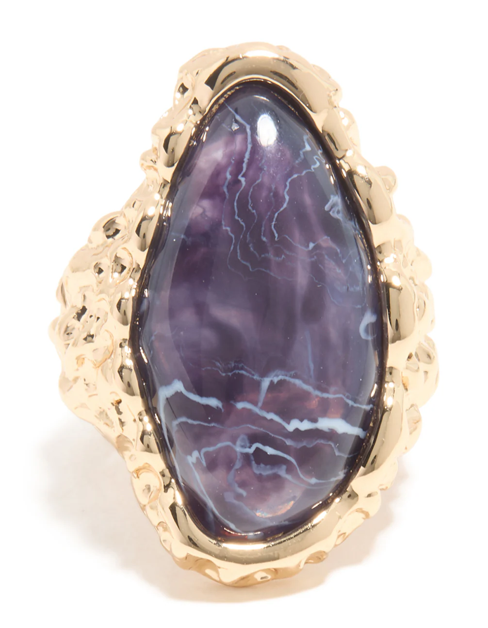 Gold Textured Purple Jewel Ring - Image 3