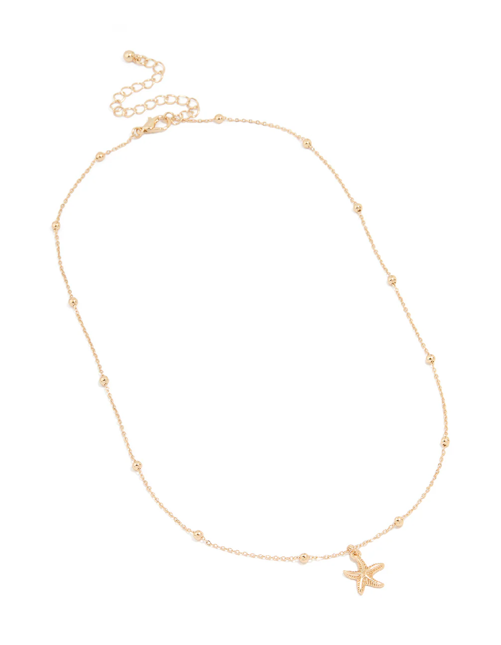 Gold Textured Starfish Pendant Necklace - Image 2