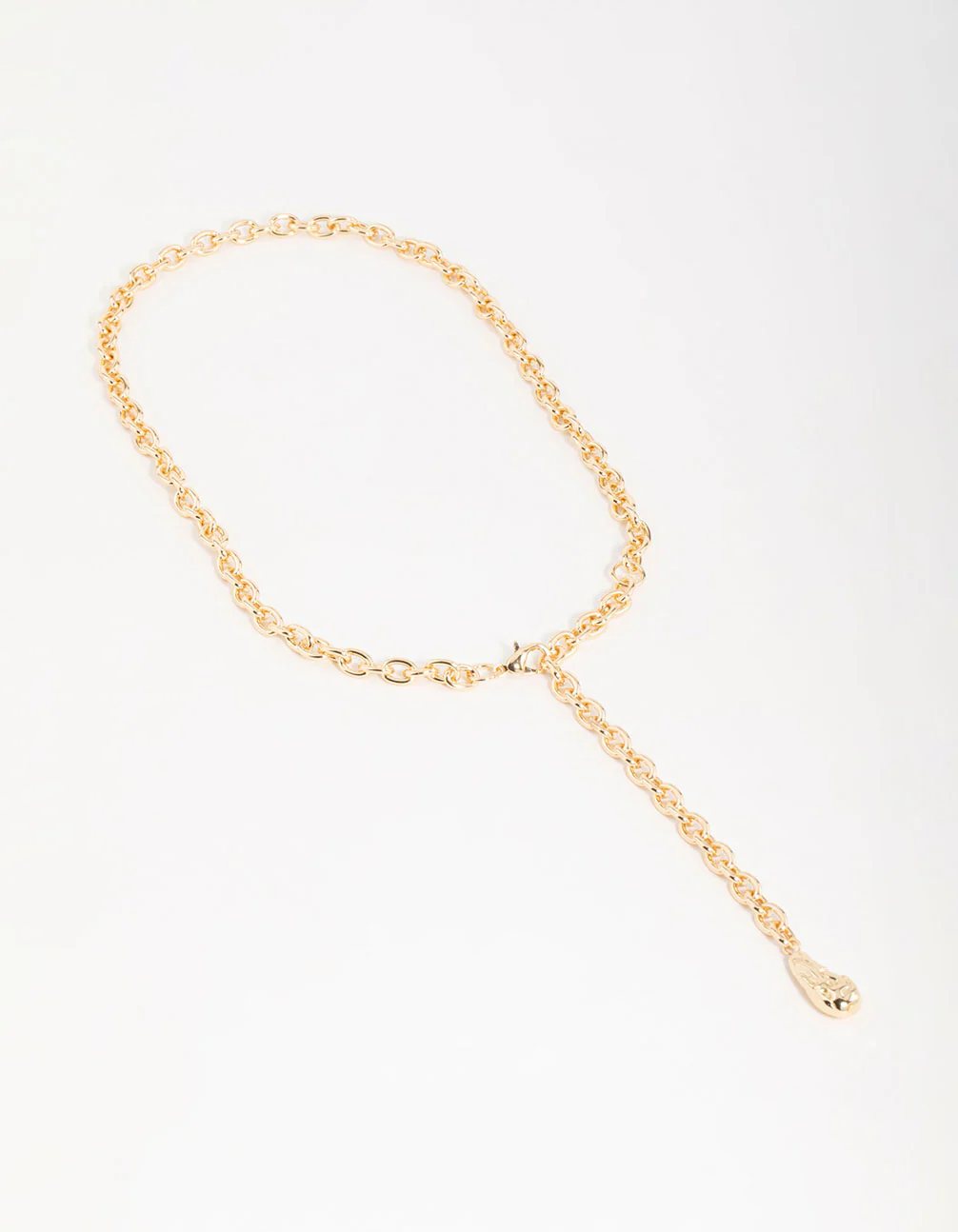 Gold Textured Y-Necklace - Image 4