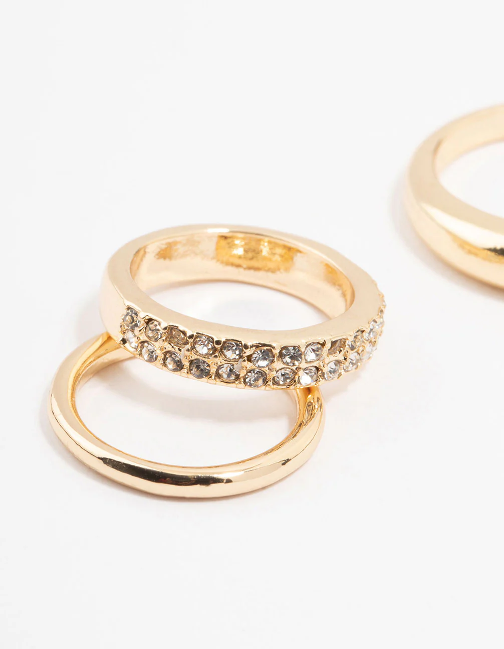 Gold Thick Diamante Band Rings 5-Pack - Image 2
