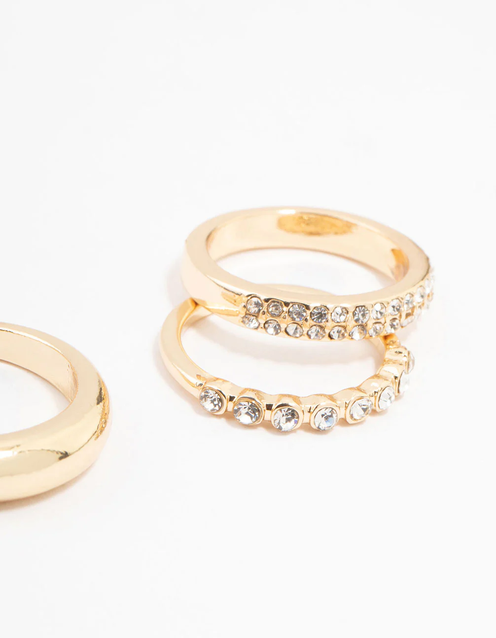 Gold Thick Diamante Band Rings 5-Pack - Image 3