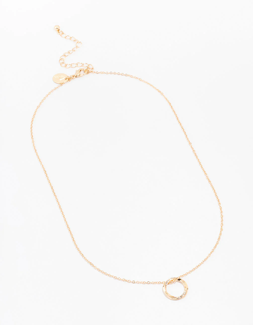 Gold Thin Diamante O Ring Necklace - Image 2