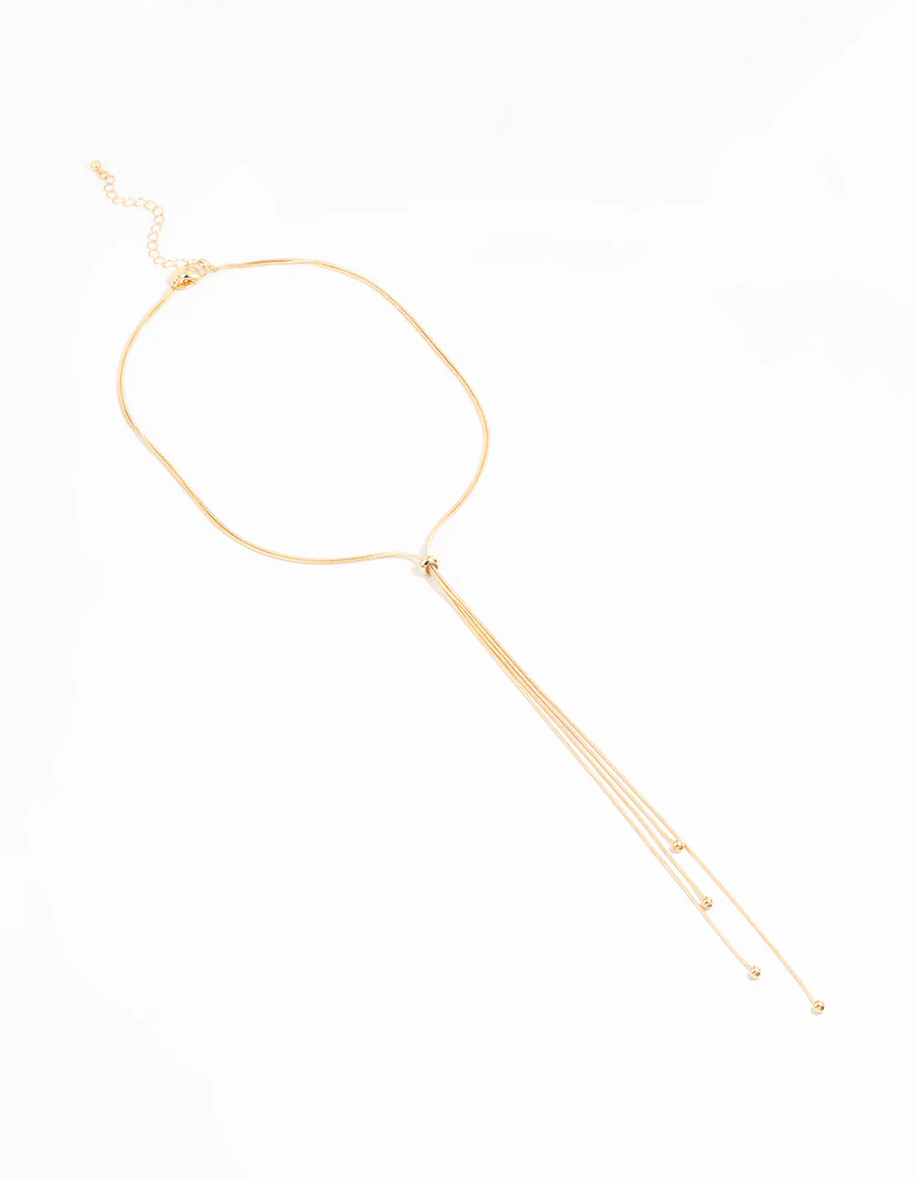Gold Thin Tassel Y-Necklace - Image 4