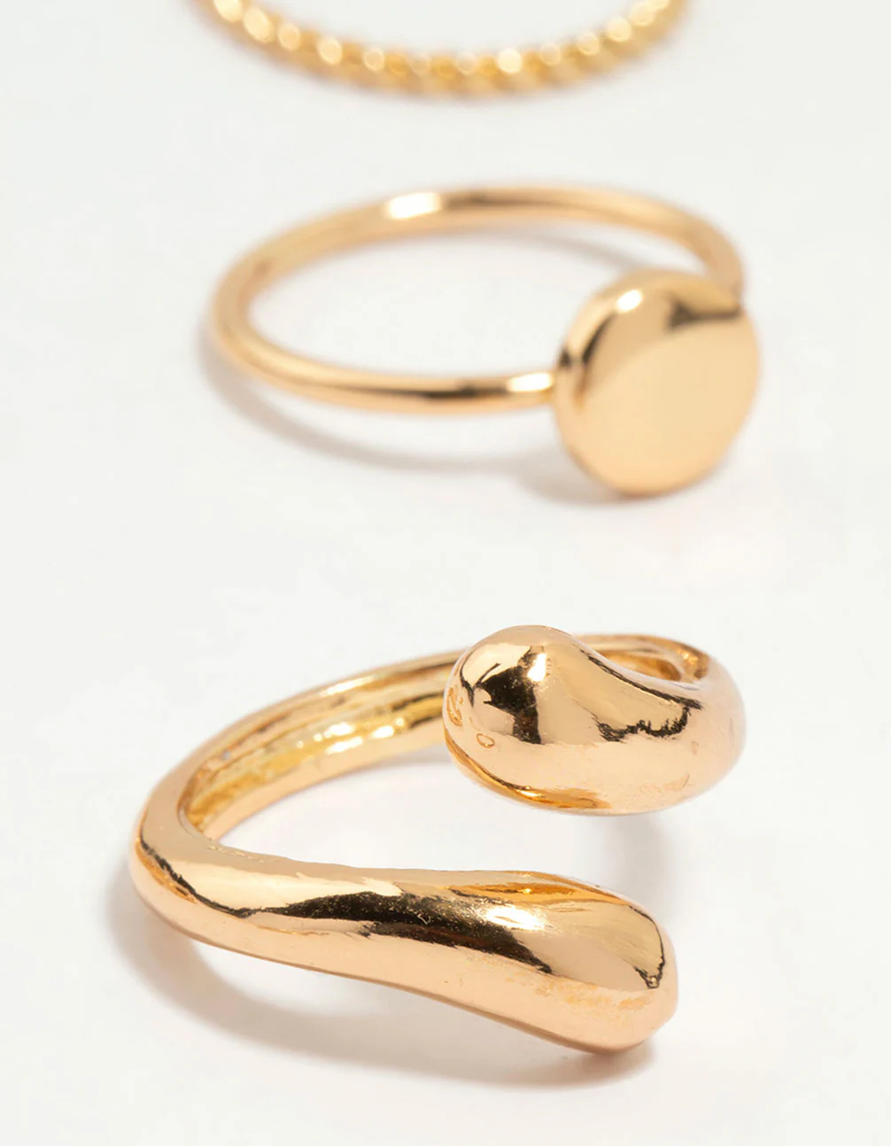 Gold Thin Wrap Circle Stacking Rings 8-Pack - Image 3