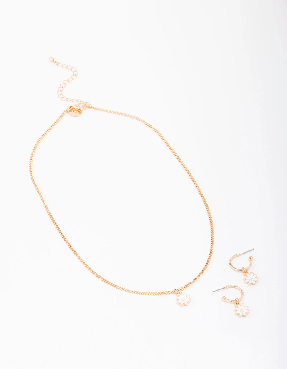 Gold Tiny Daisy Necklace & Earring Jewellery Set - Image 2