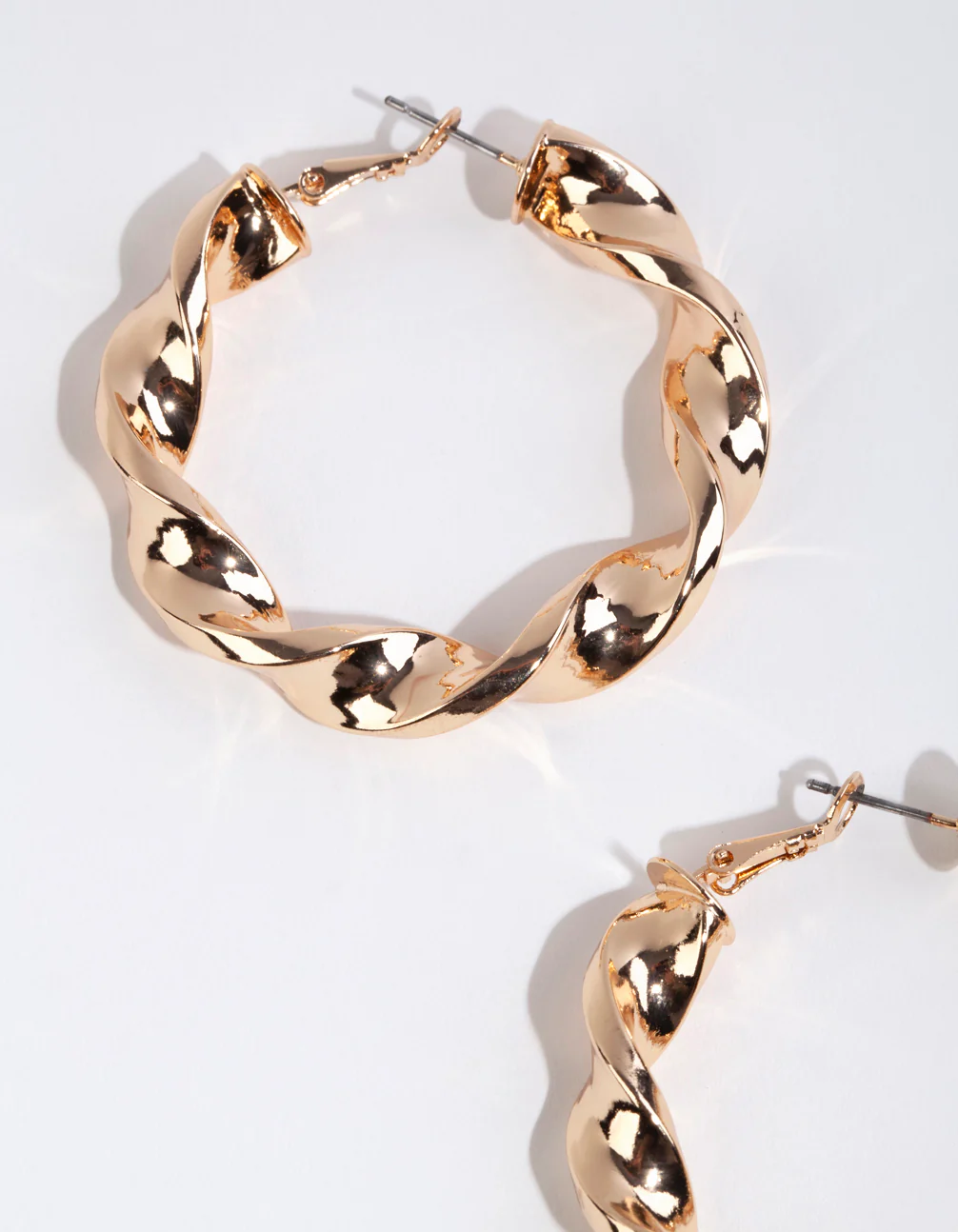 Gold Twisted Hoop Earrings - Image 2
