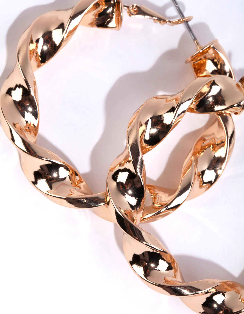 Gold Twisted Hoop Earrings - Image 3