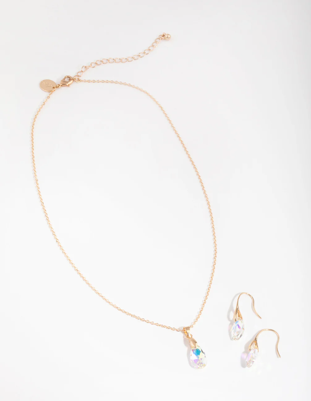 Gold Teardrop Necklace & Earrings Set - Image 2
