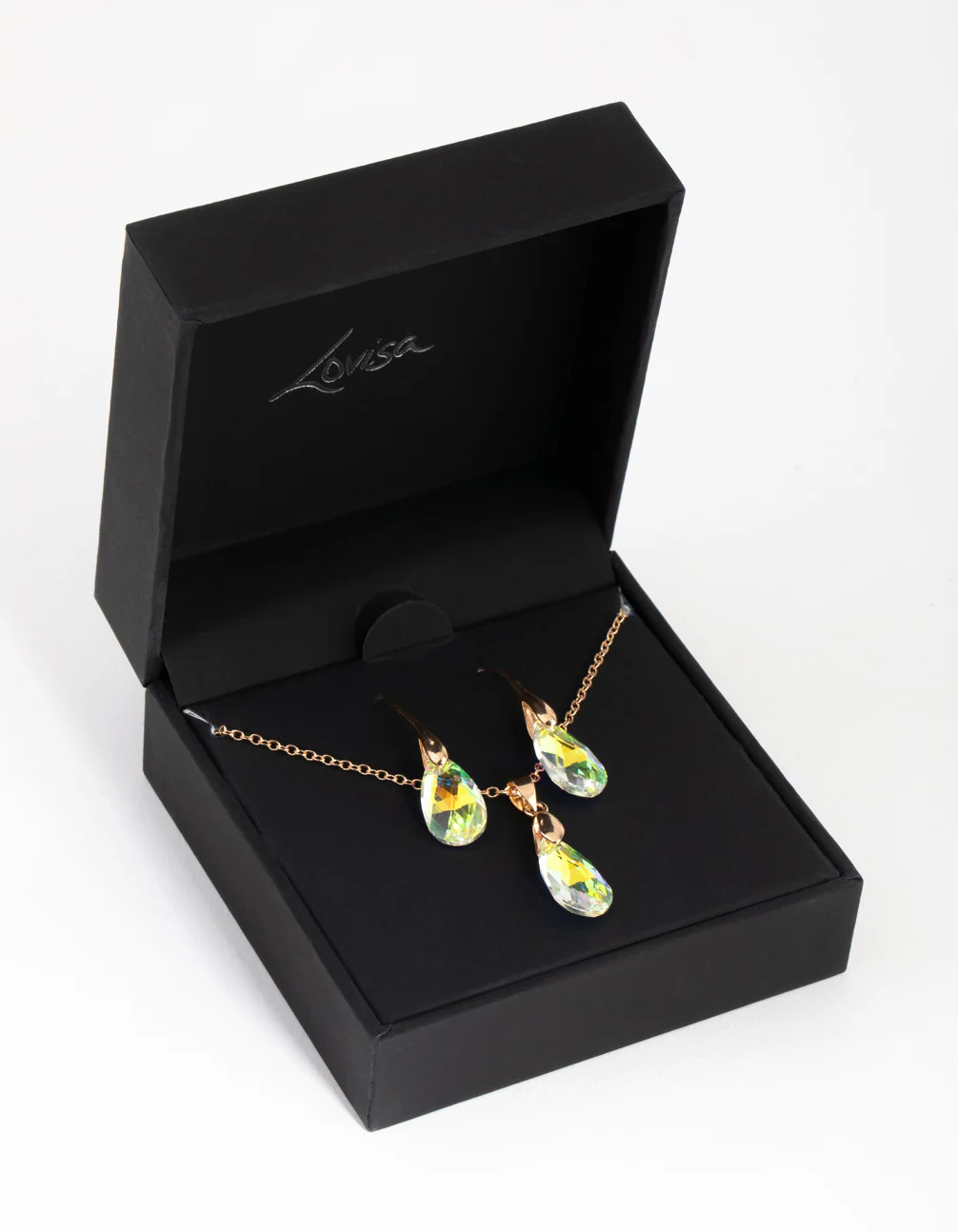 Gold Teardrop Necklace & Earrings Set - Image 3