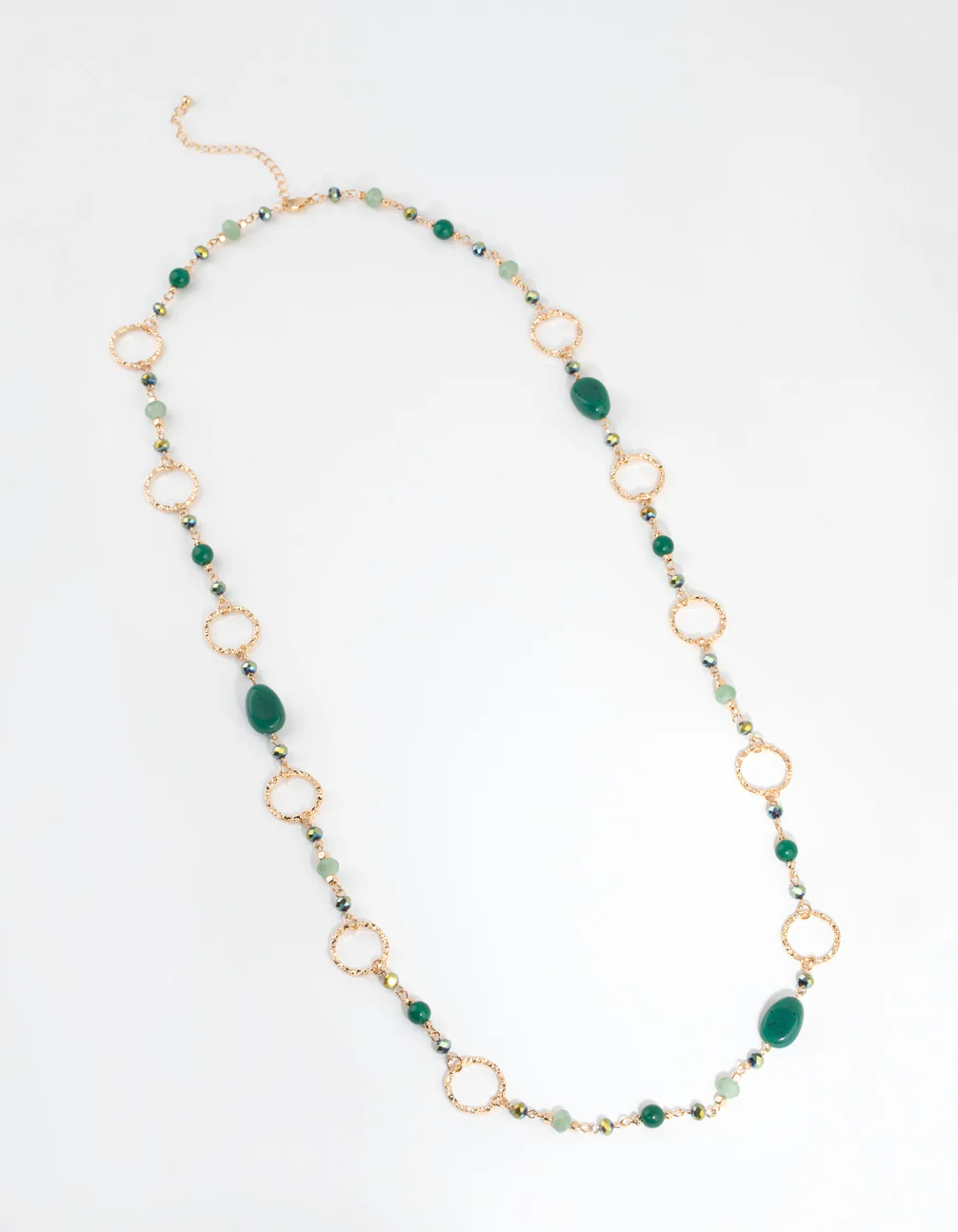 Gold & Green Crater Hoop & Bead Necklace - Image 2