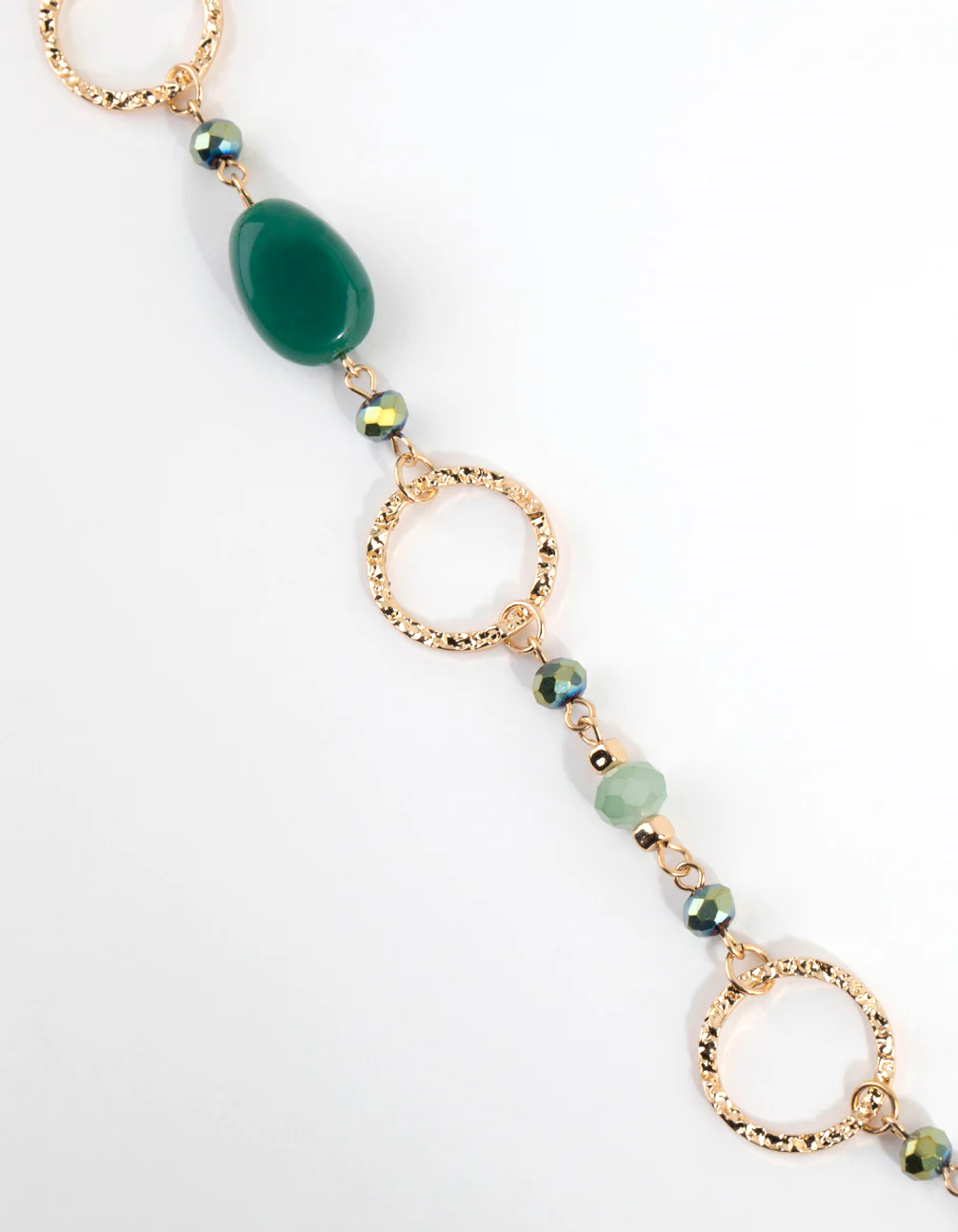 Gold & Green Crater Hoop & Bead Necklace - Image 3