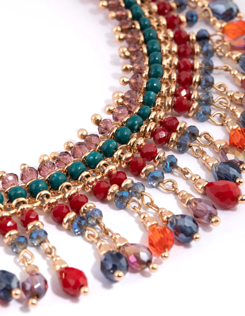 Colourful Facet Bead Row Necklace - Image 2