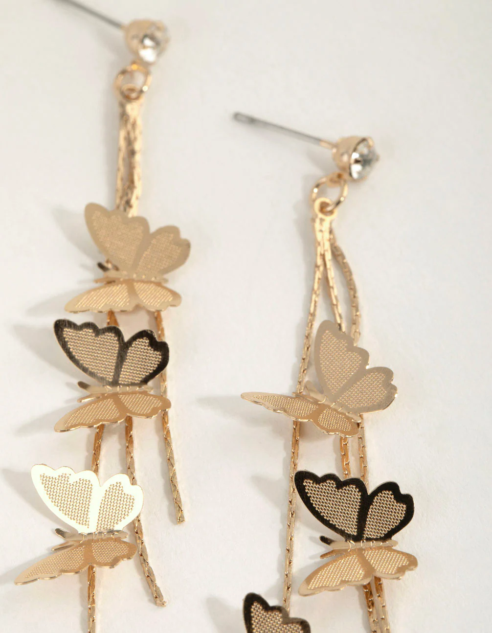 Gold Multi Butterfly Drop Earrings - Image 2