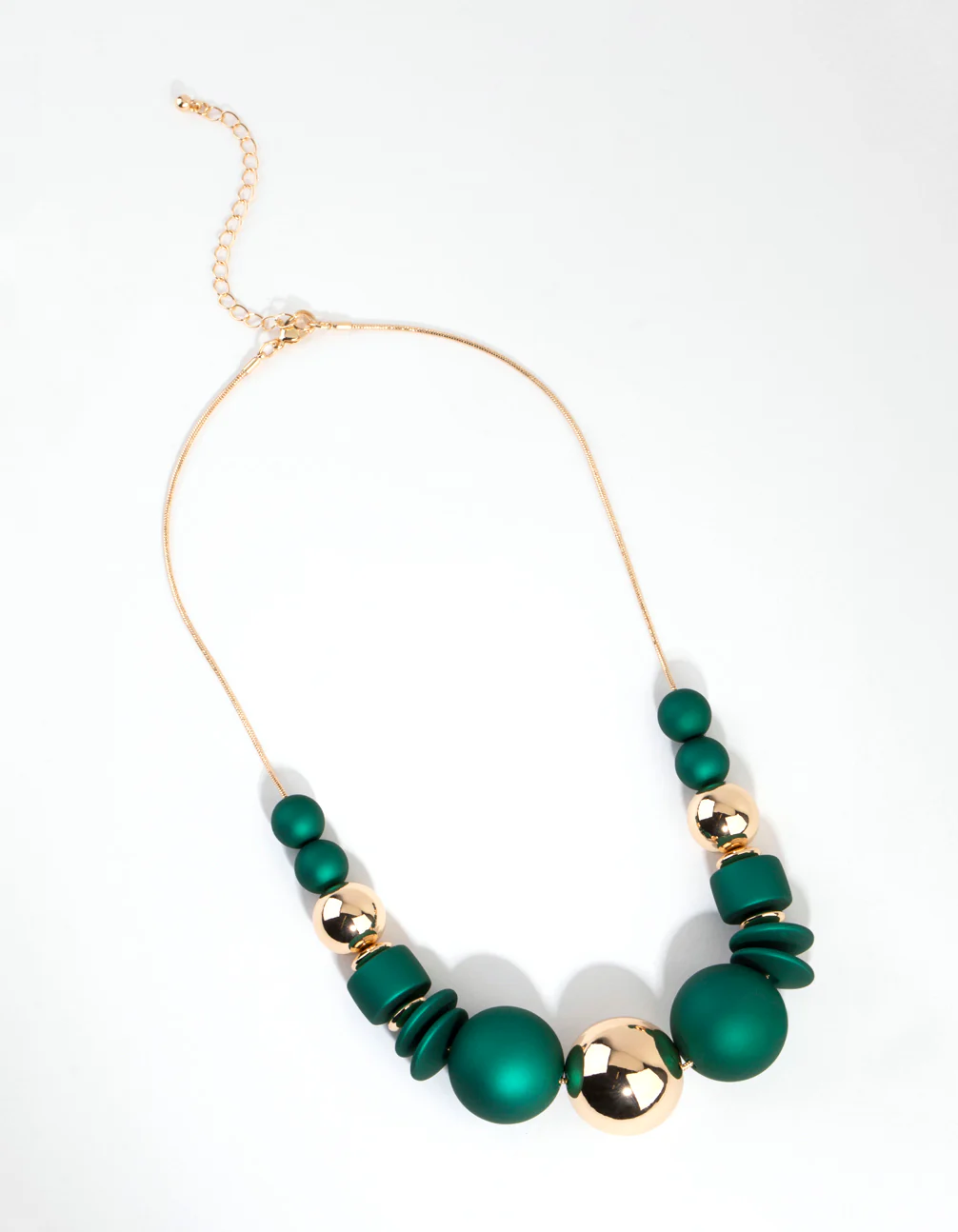 Matte Green Ball Short Necklace - Image 2