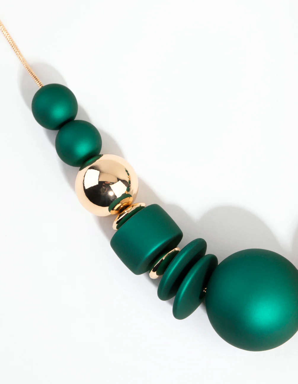 Matte Green Ball Short Necklace - Image 3