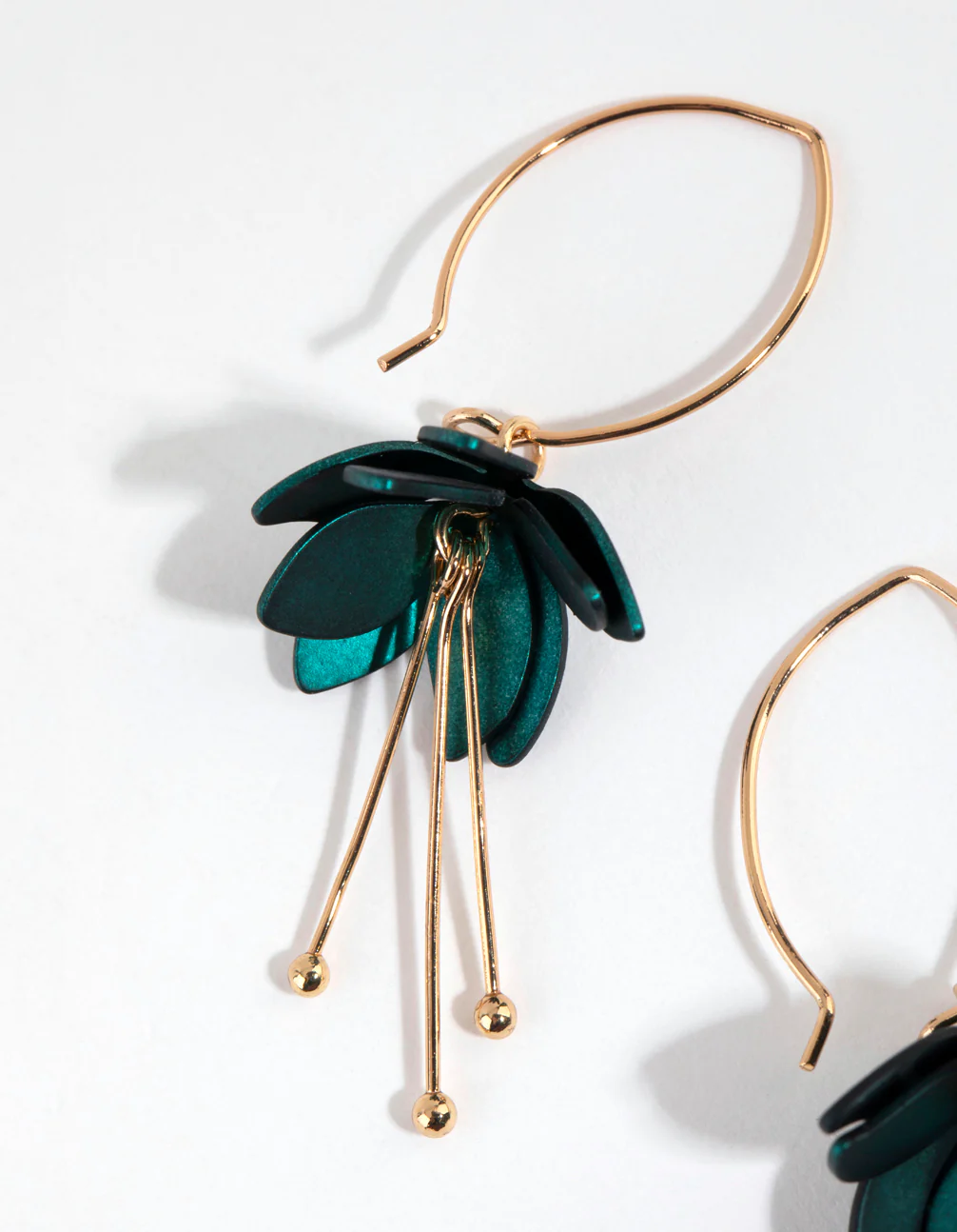 Green Mini Flower Drop Earrings - Image 2